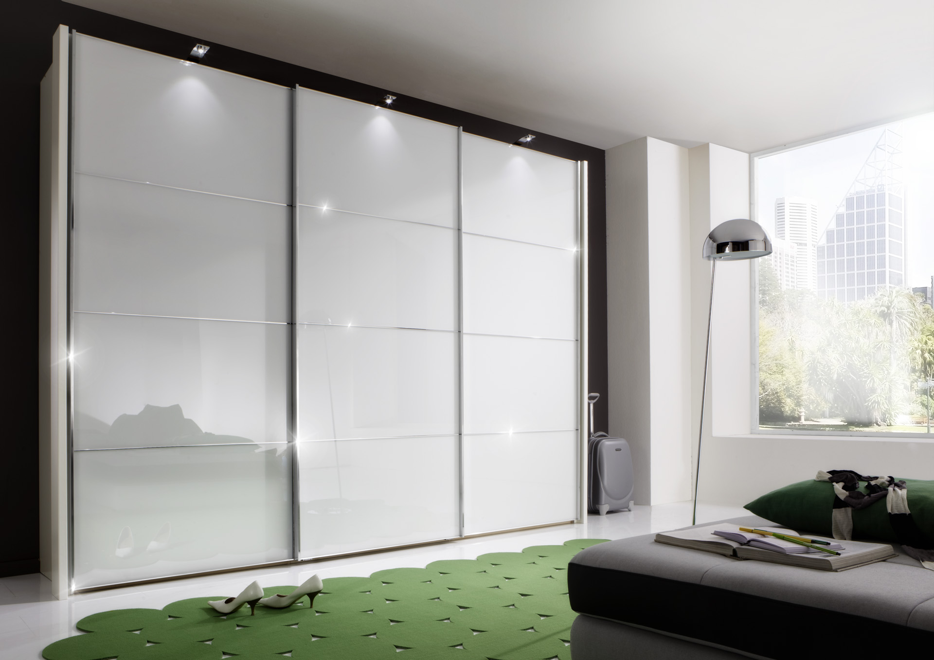 250cm 300cm sliding door robe 4 panels white